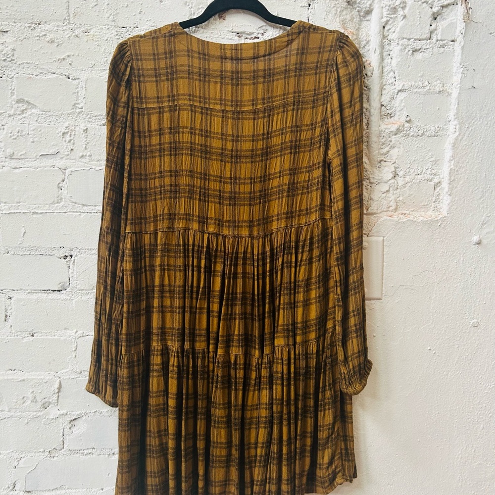 Urban Outfitters Mustard Plaid Long Sleeve Dress - Picture 4 of 4